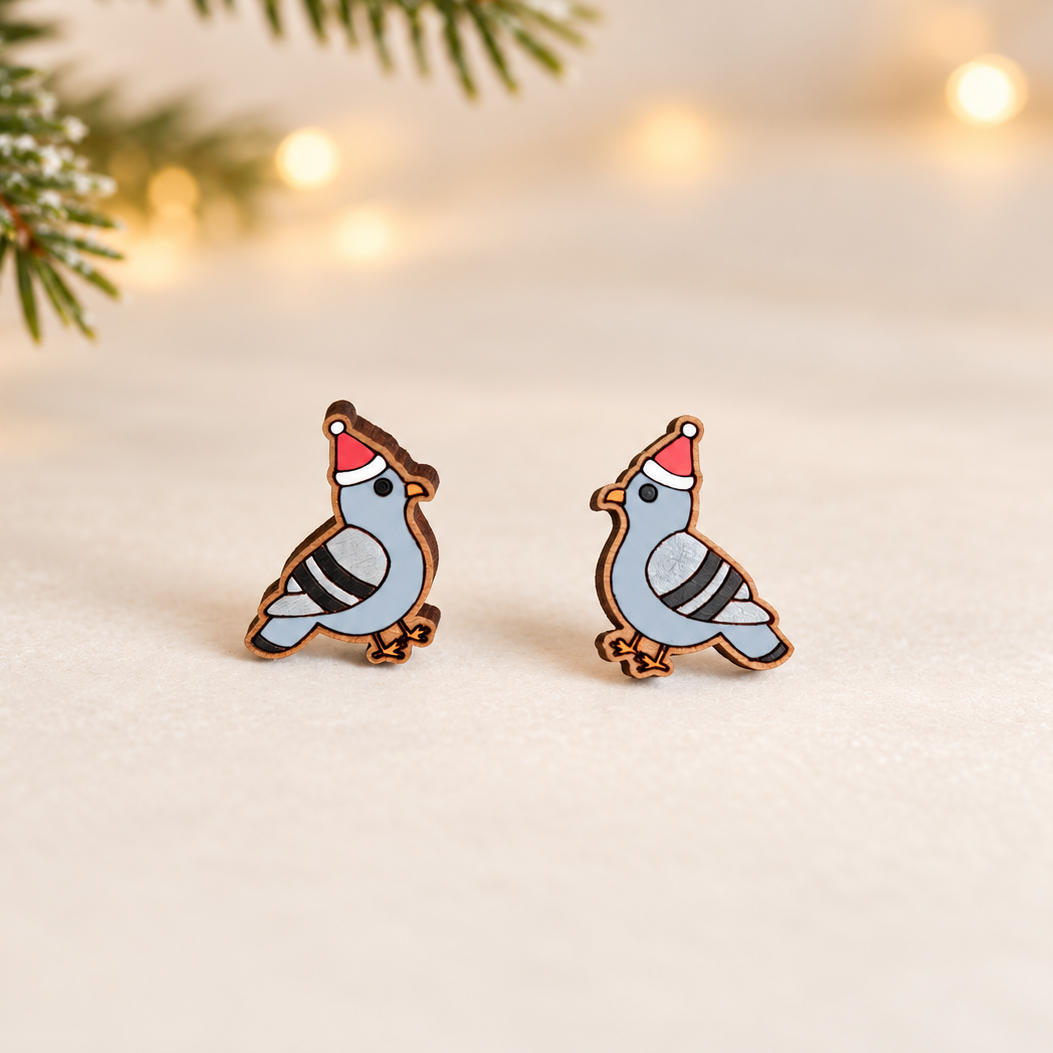 Christmas Pigeon Earrings