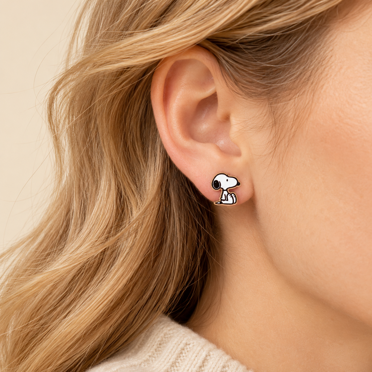 Officially Licensed Peanuts Classic Sitting Snoopy Stud Earrings