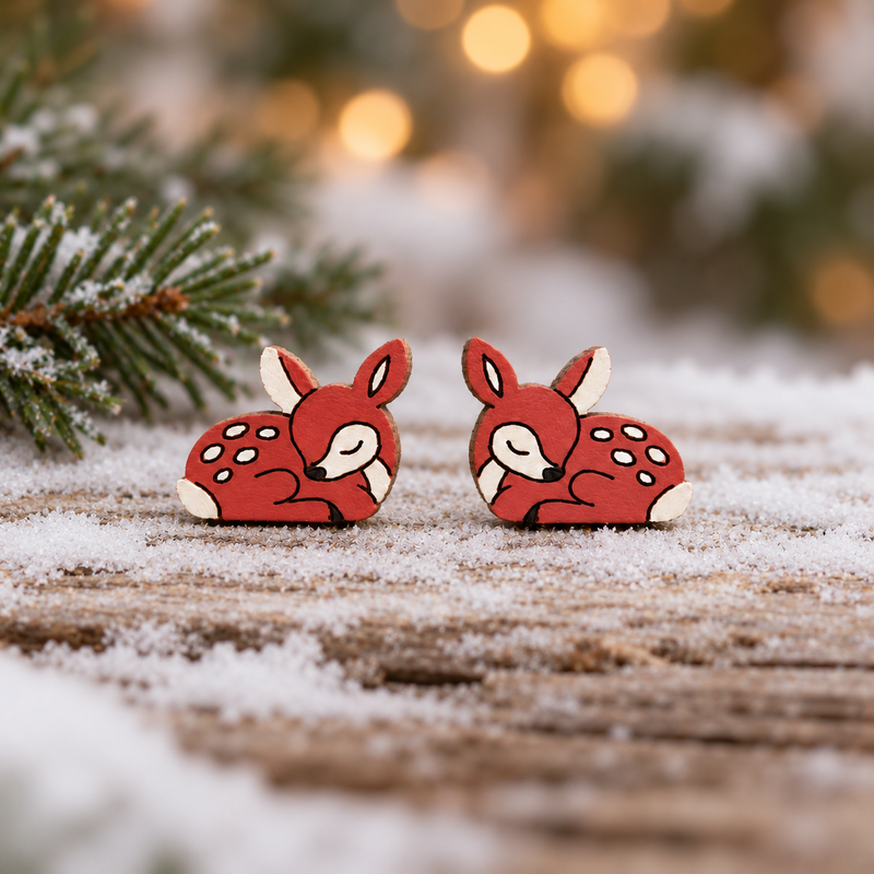 Sleeping Fawn Stud Earrings