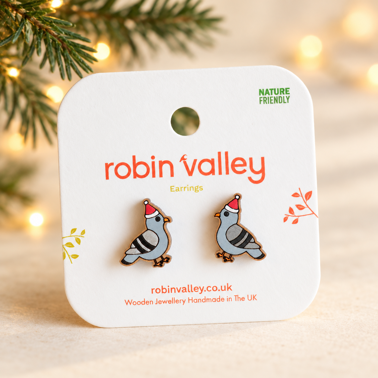 Christmas Pigeon Earrings
