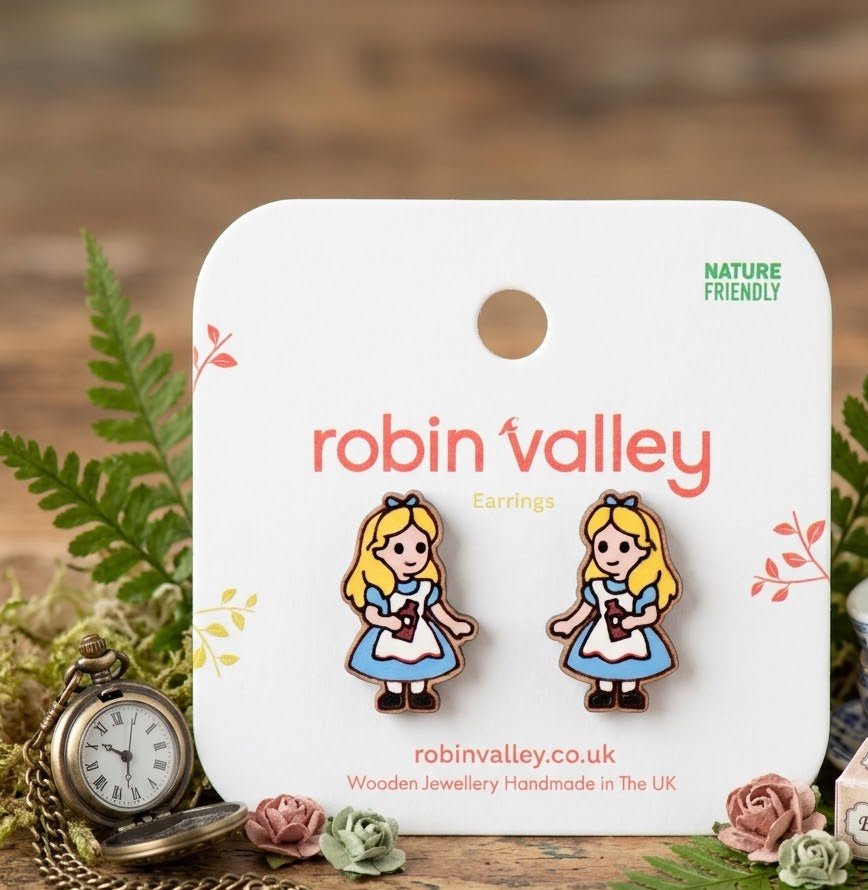 Alice in Wonderland Alice Stud Earrings - Robin Valley Official Store