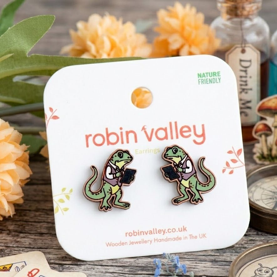 Alice in Wonderland Bill the Lizard Stud Earrings - Robin Valley Official Store