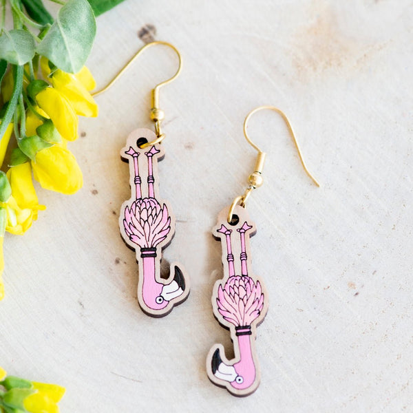 Alice in Wonderland Flamingo Croquet Hook Earrings - Robin Valley Official Store