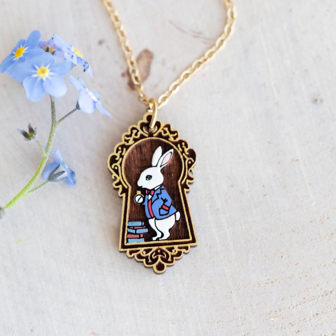 Alice in Wonderland Through the Keyhole Rabbit Pendant Necklace - Robin Valley Official Store