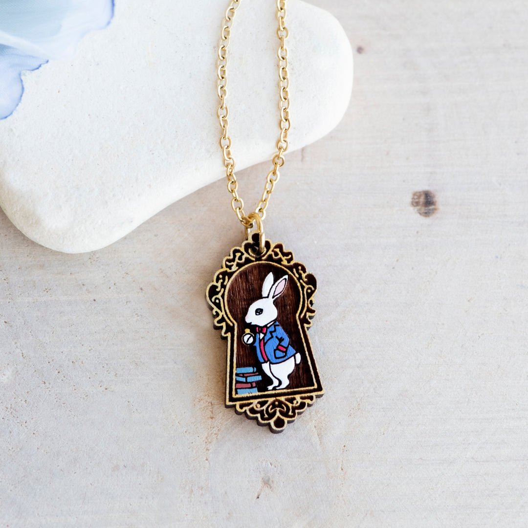 Alice in Wonderland Through the Keyhole Rabbit Pendant Necklace - Robin Valley Official Store