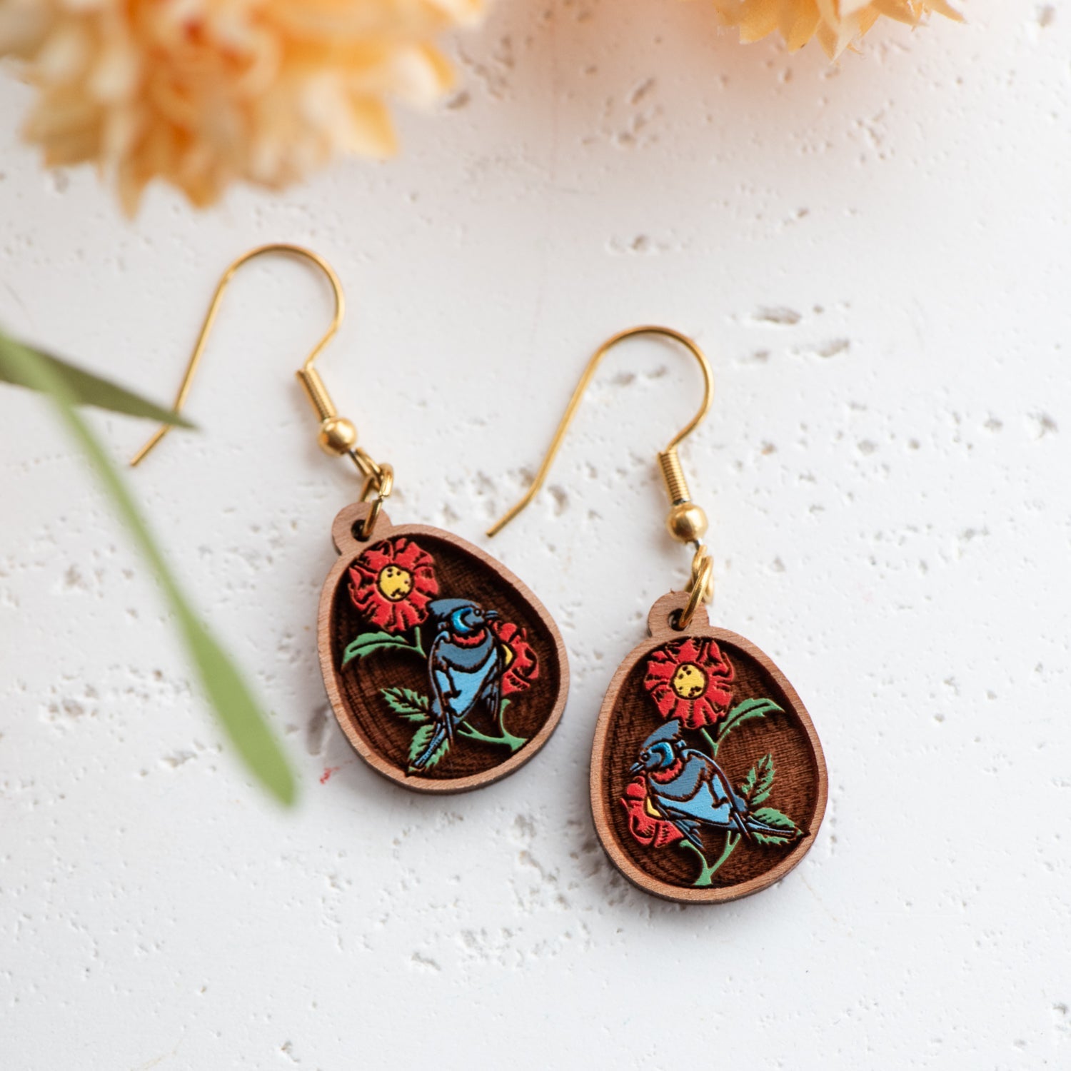 Bird Flower Hook Earrings - William Morris · Trellis Inspired - Robin Valley Official Store
