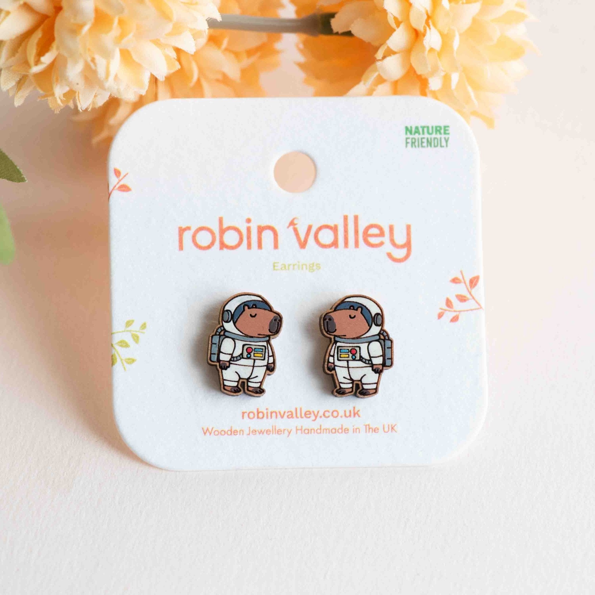 Capybara Astronaut Earrings - PEL10497 - Robin Valley Official Store