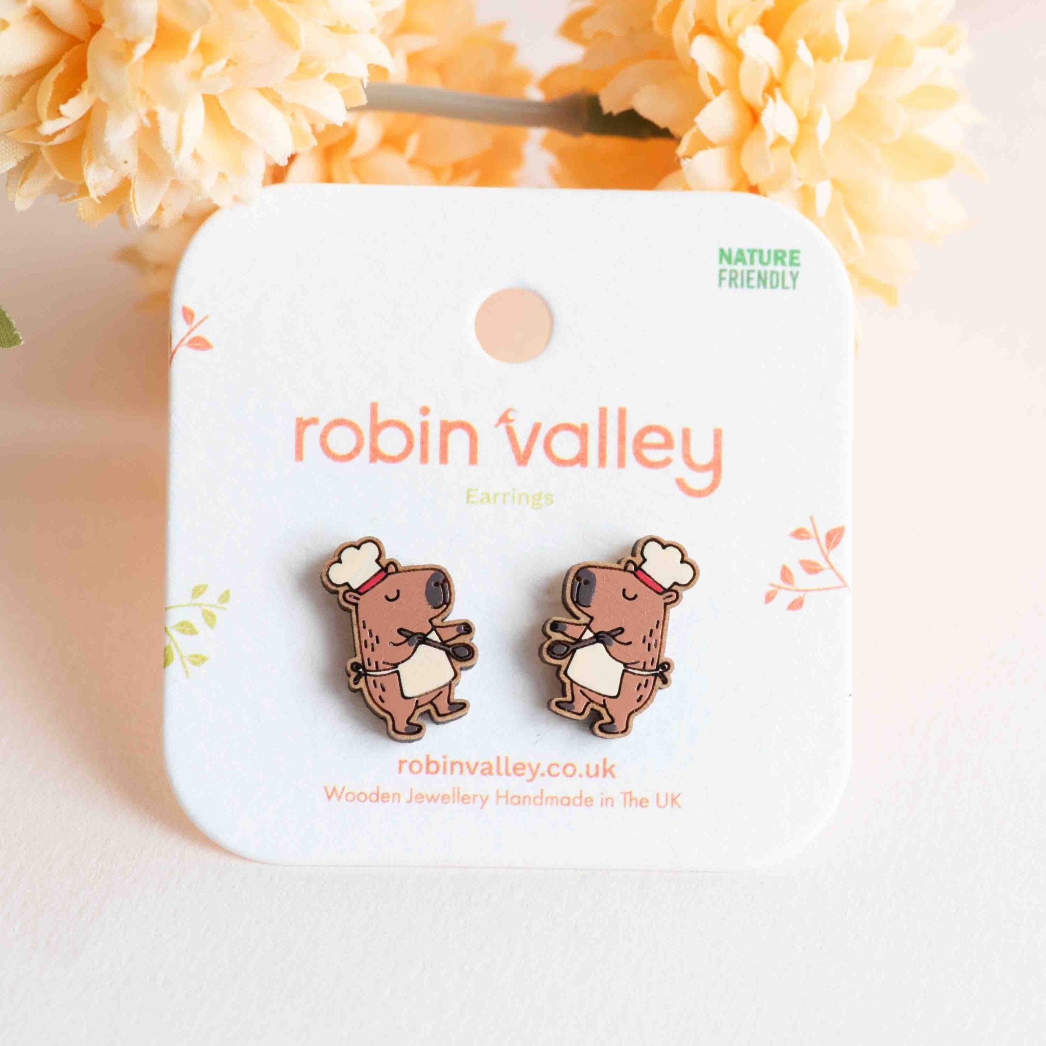 Capybara Chef Earrings - PEL10493 - Robin Valley Official Store