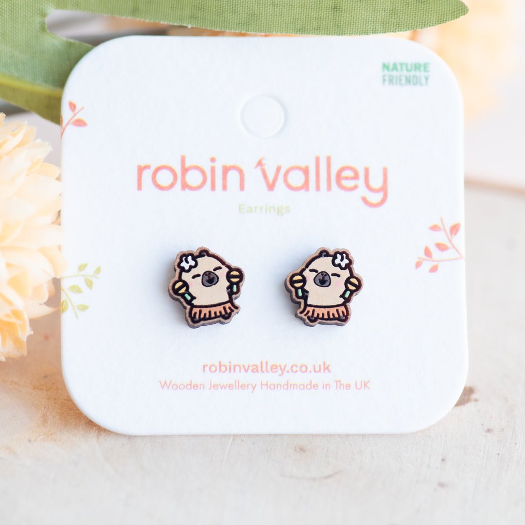 Capybara Pimoo Hawaii Stud Earrings - Robin Valley Official Store