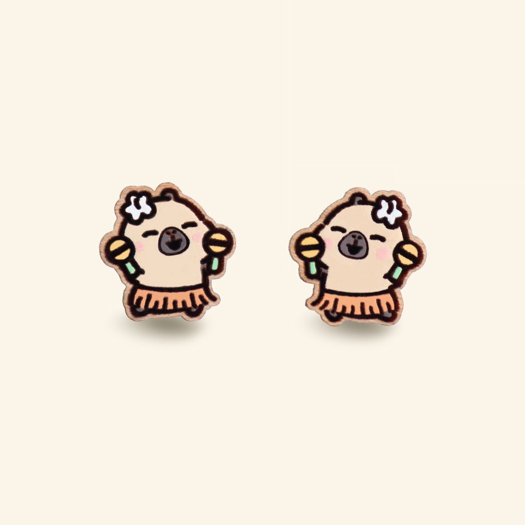 Capybara Pimoo Hawaii Stud Earrings - Robin Valley Official Store