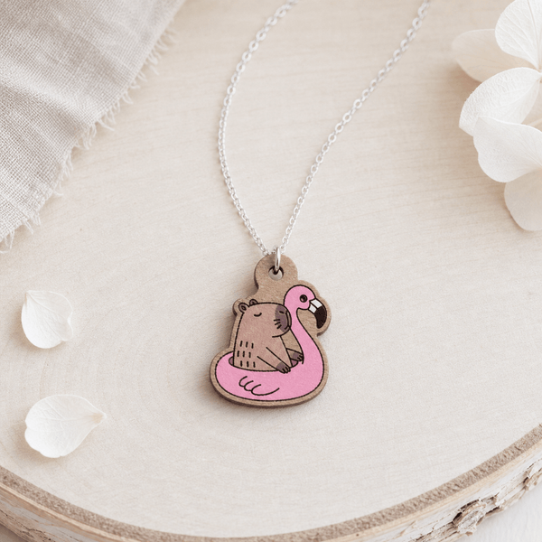 Cara - Capybara Ride On Inflatable Flamingo Necklace - Robin Valley Official Store