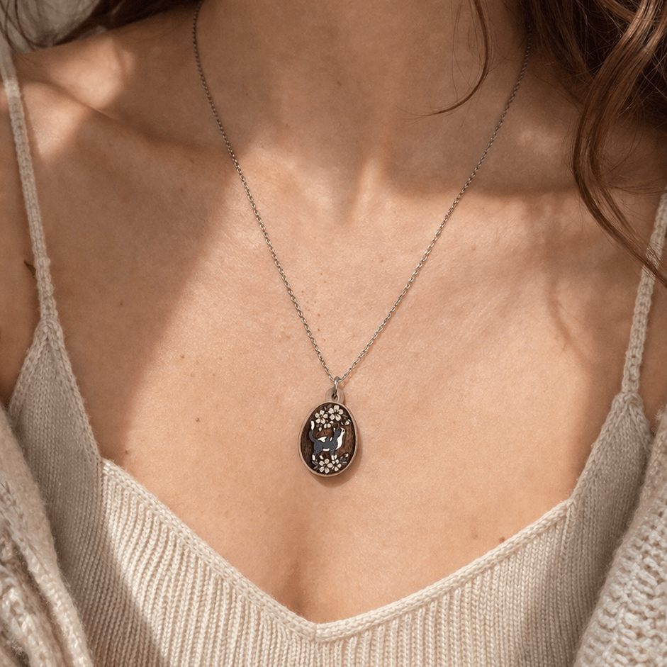 Cat & Blossom Pendant Necklace - The Silent Watcher - Robin Valley Official Store