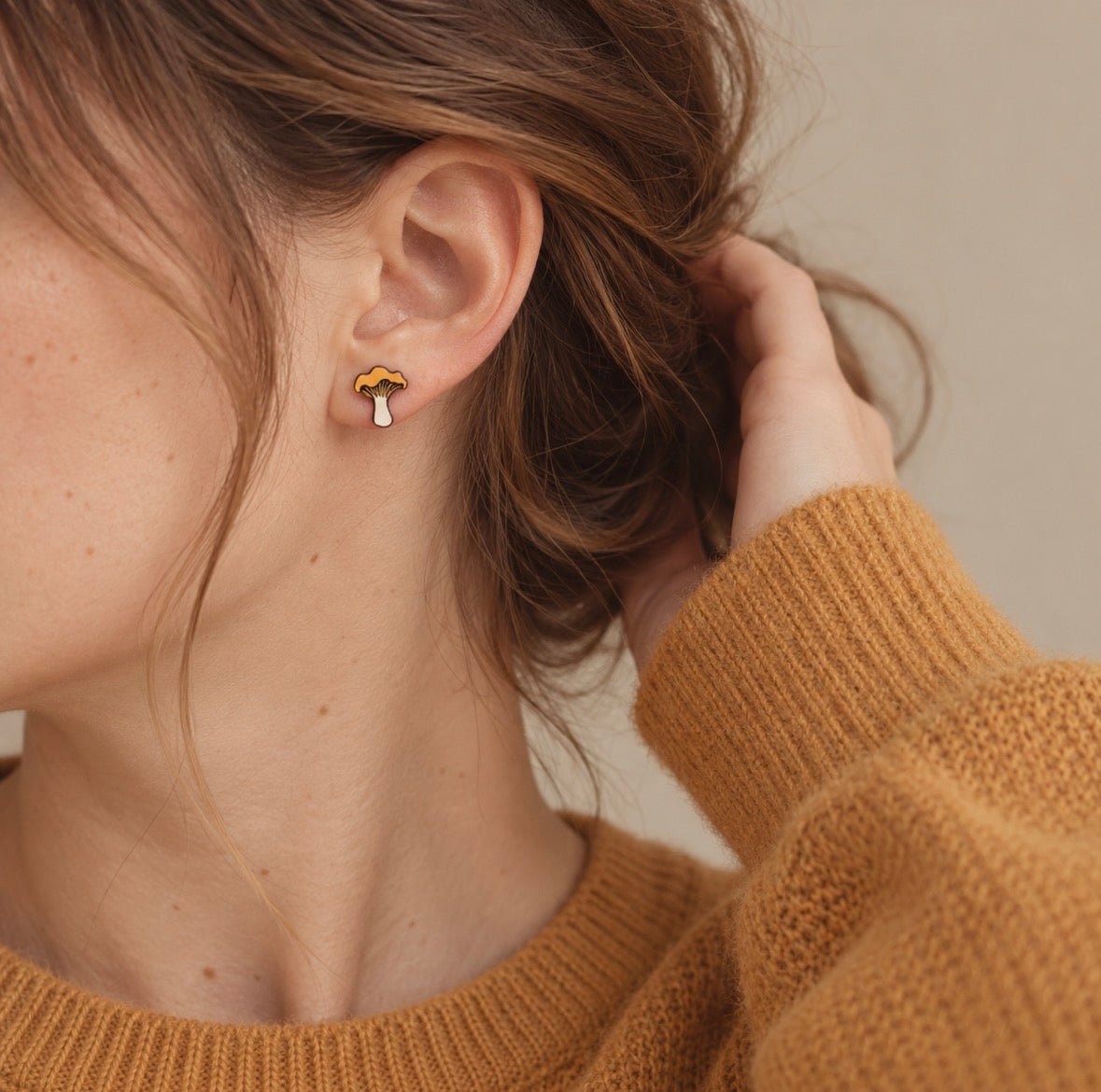 Chanterelle Mushroom Stud Earrings - Robin Valley Official Store