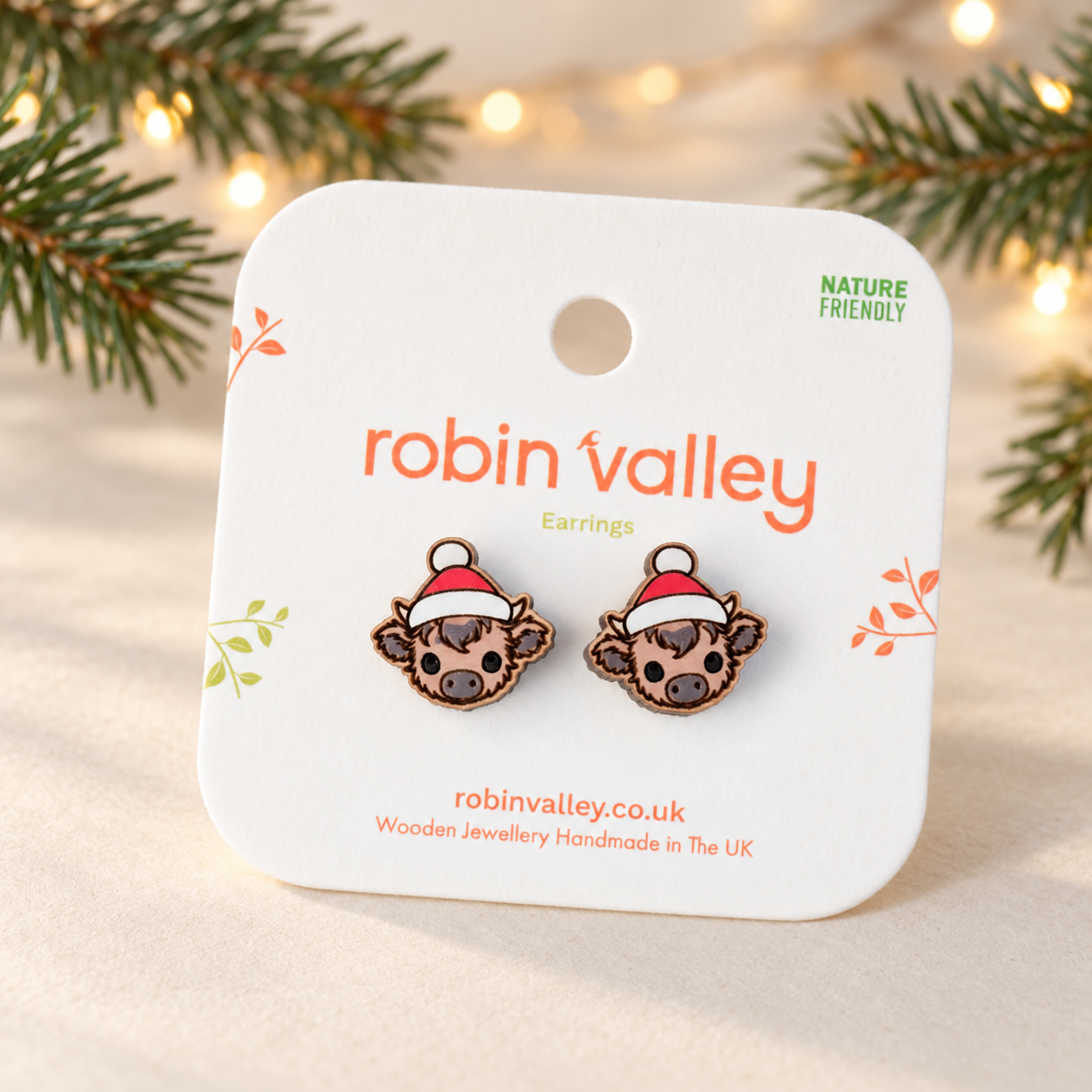 Christmas Baby Highland Cow Earrings