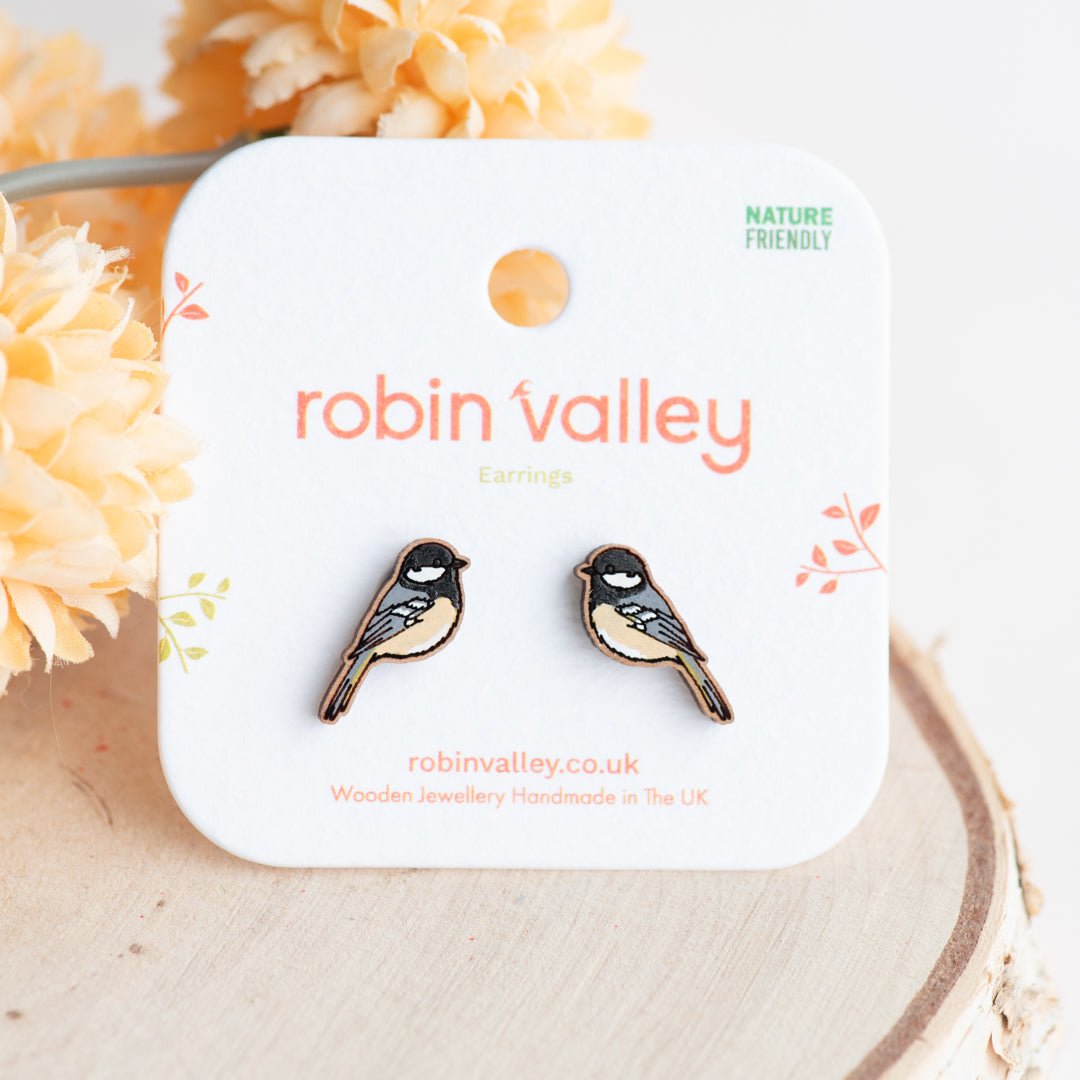 Coal Tit Stud Earrings - Robin Valley Official Store