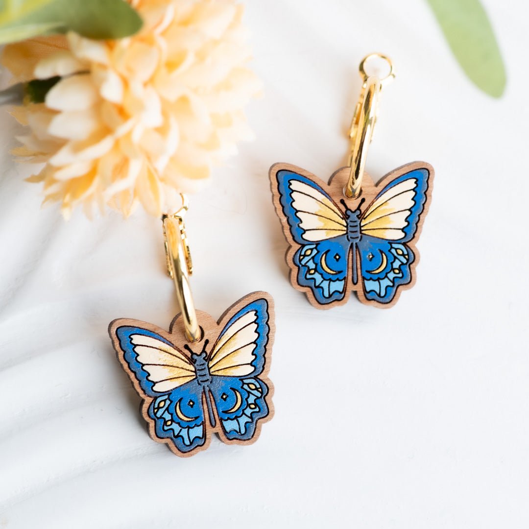 Crescent Butterfly Hoop Earrings - Robin Valley Official Store