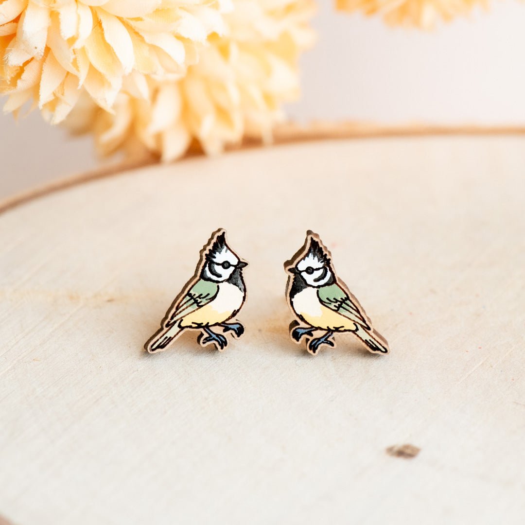 Crested Tit Earrings - Robin Valley Official Store