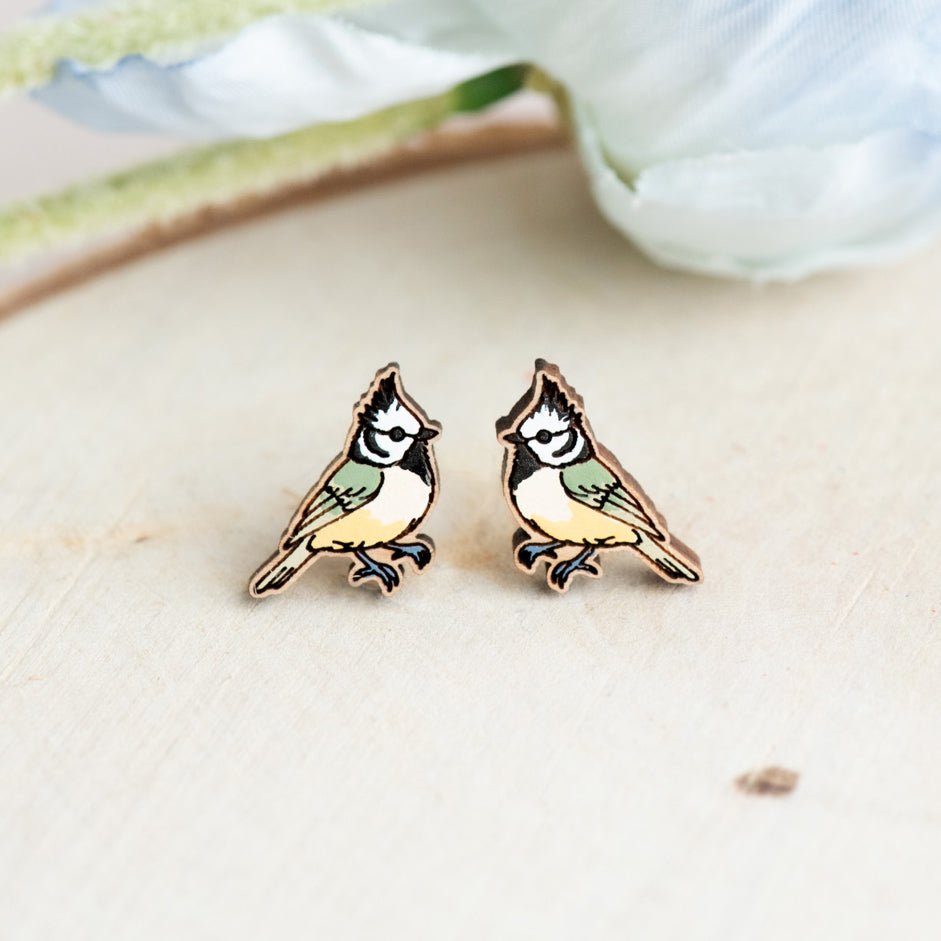 Crested Tit Earrings - Robin Valley Official Store