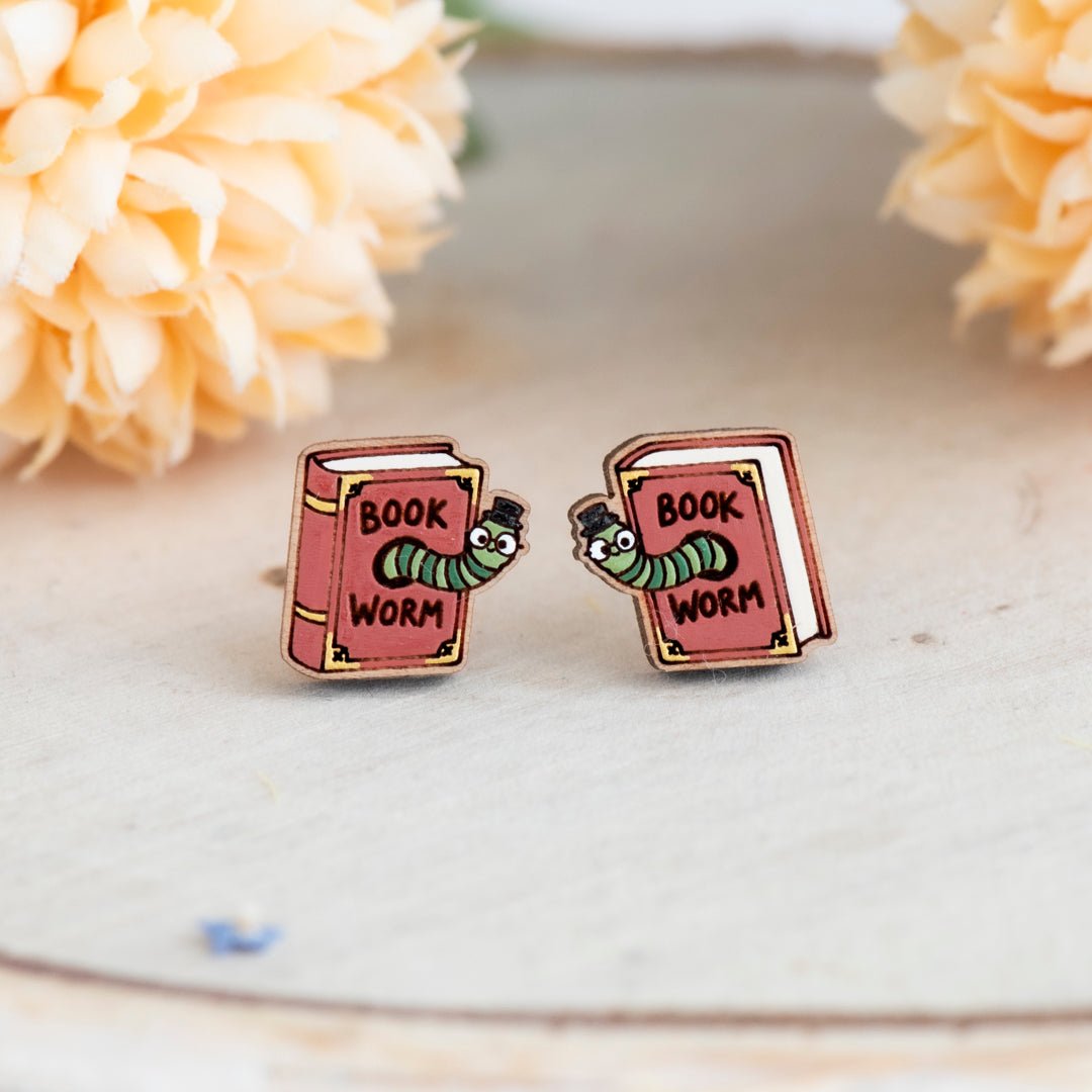 Cute Bookworm Stud Earrings - Robin Valley Official Store