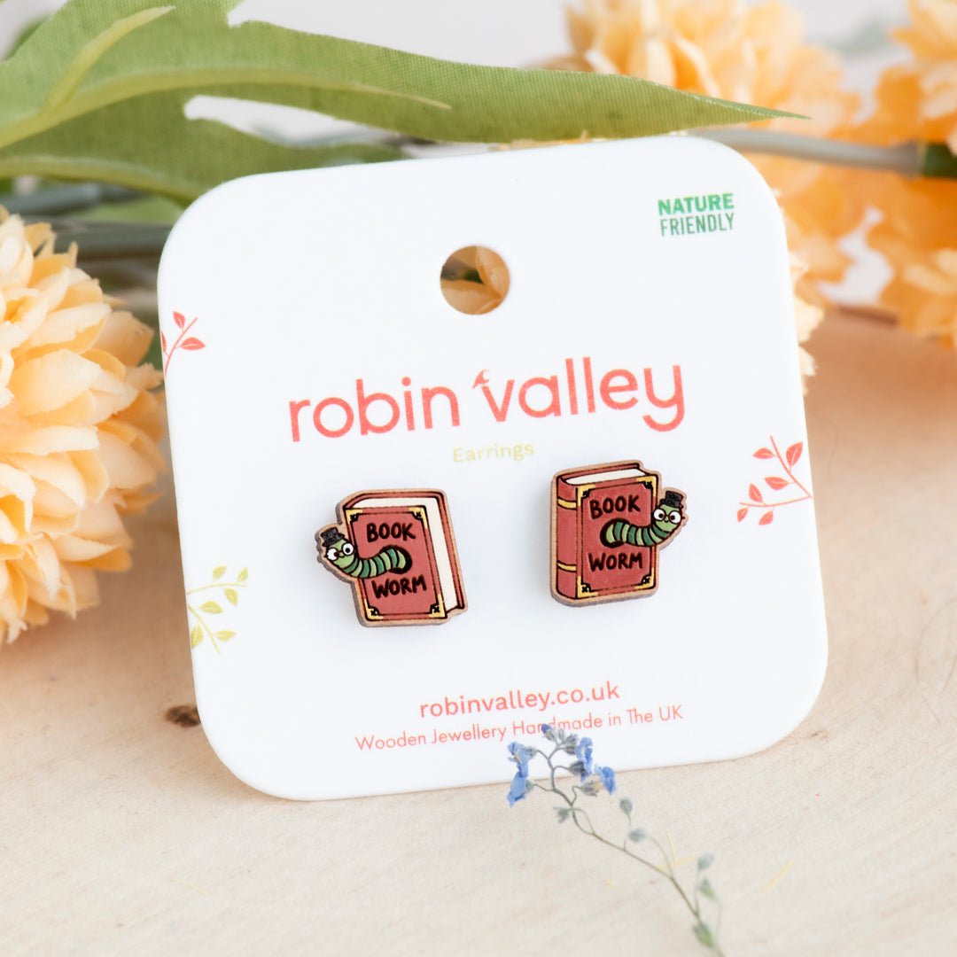 Cute Bookworm Stud Earrings - Robin Valley Official Store