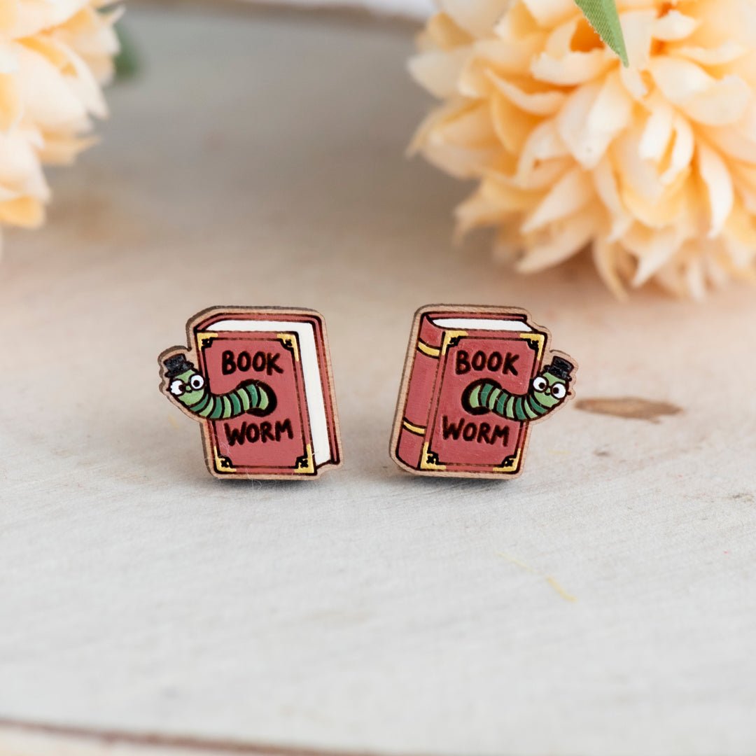 Cute Bookworm Stud Earrings - Robin Valley Official Store
