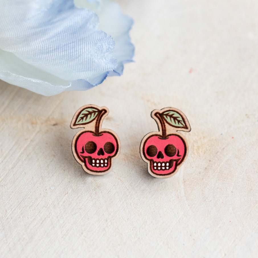 Cute Cherry Skull Stud Earrings - Robin Valley Official Store