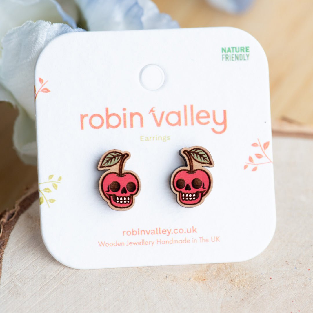 Cute Cherry Skull Stud Earrings - Robin Valley Official Store