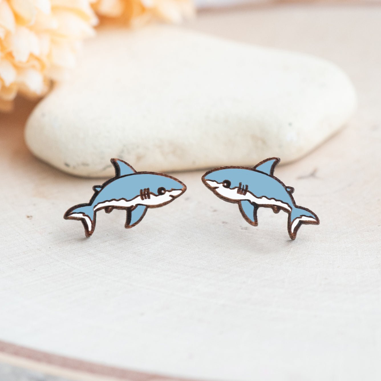 Cute Great White Shark Stud Earrings - Robin Valley Official Store