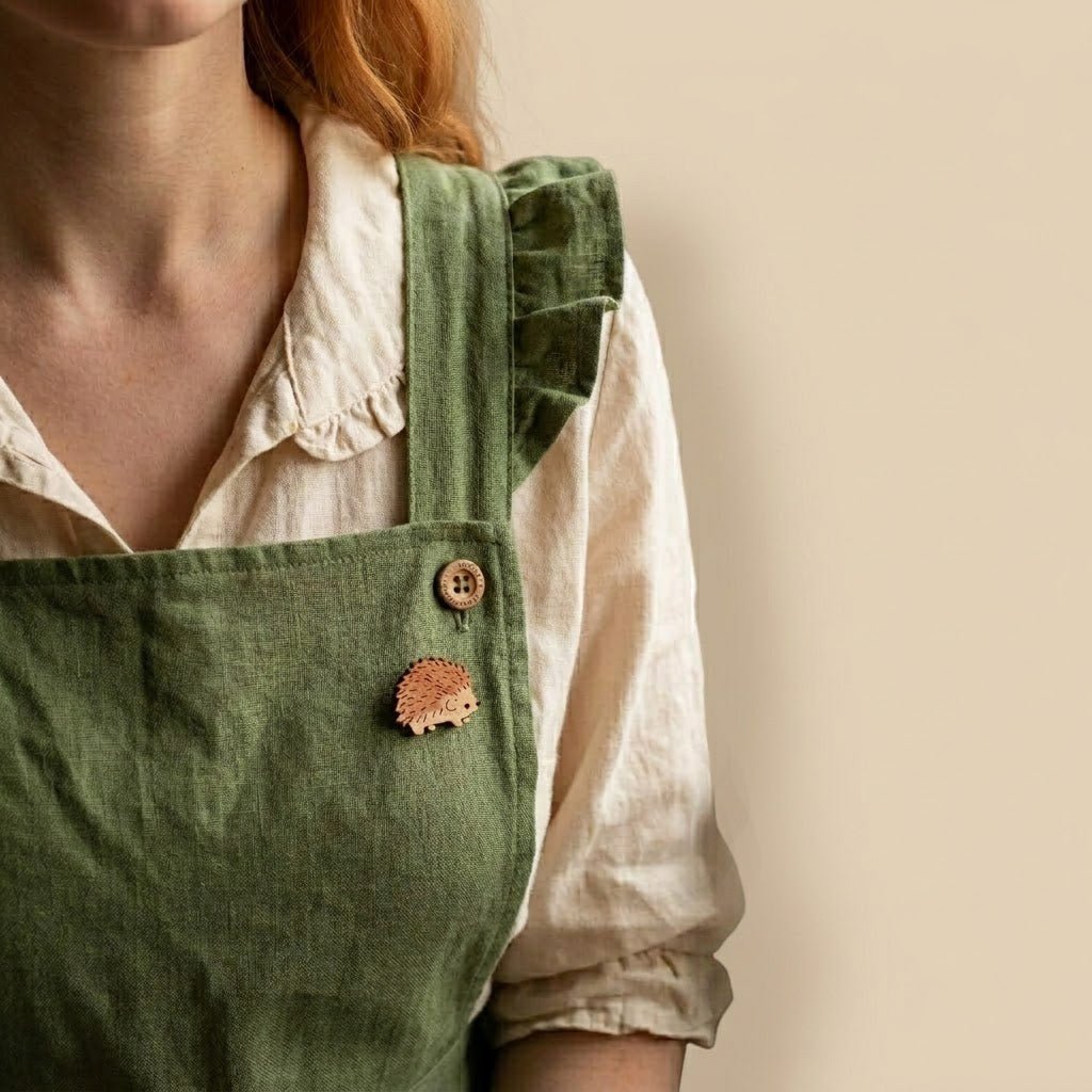 Cute Hedgehog Wooden Pin Badge - Robin Valley Official Store