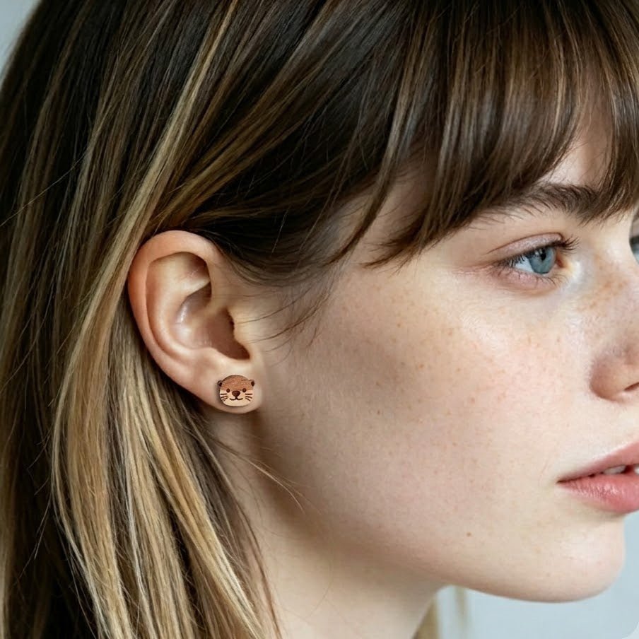 Cute Otter Face Stud Earrings - Robin Valley Official Store