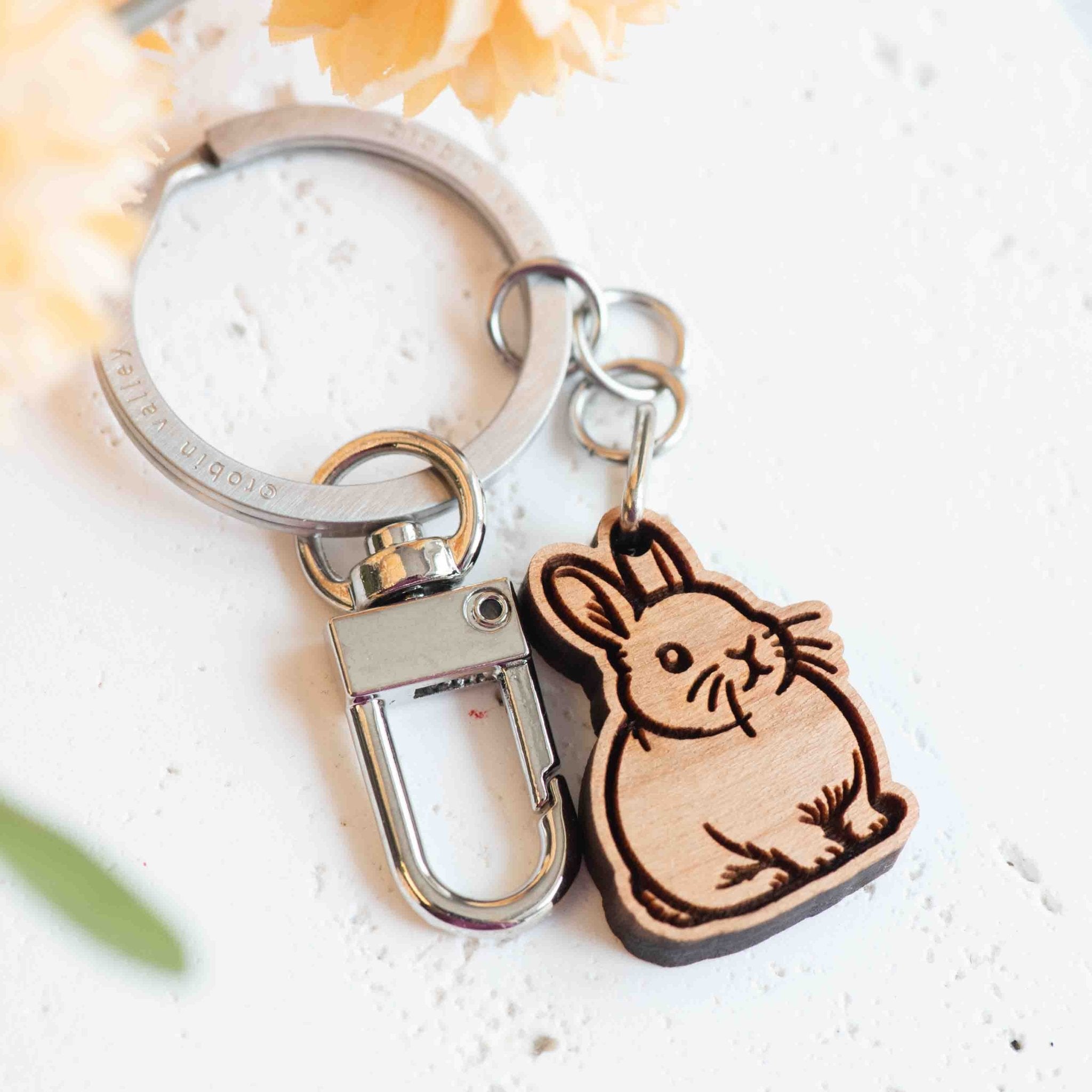 Cute Rabbit Wooden Keyring - PL40432 - Robin Valley Official Store