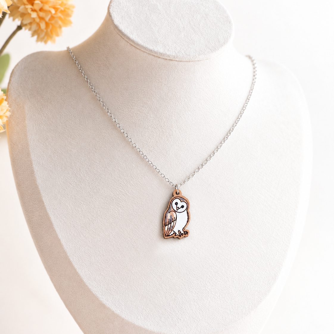 Tilting Barn Owl Necklace