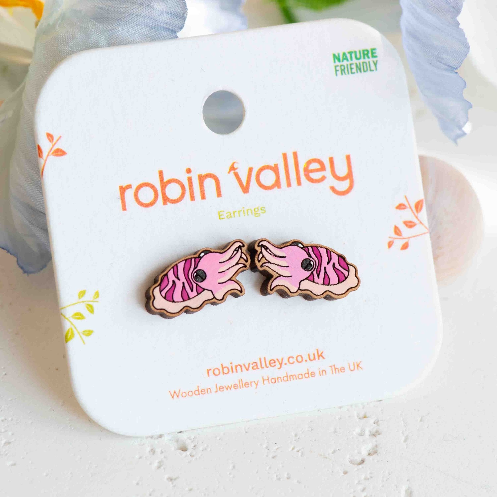 Cuttlefish Wooden Earrings - Robin Valley Official Store