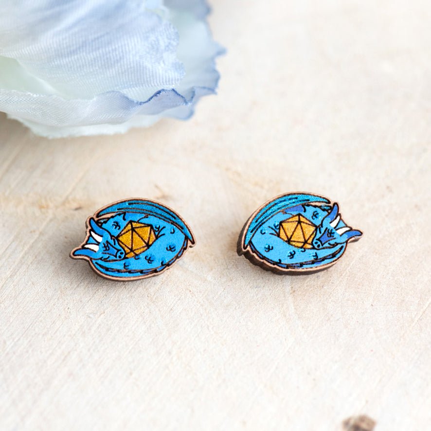 D20 Dragon Stud Earrings - Robin Valley Official Store