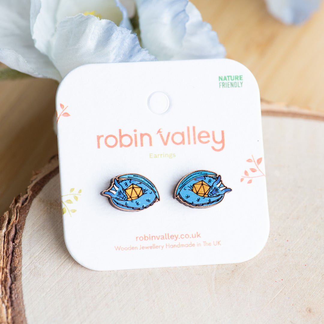 D20 Dragon Stud Earrings - Robin Valley Official Store