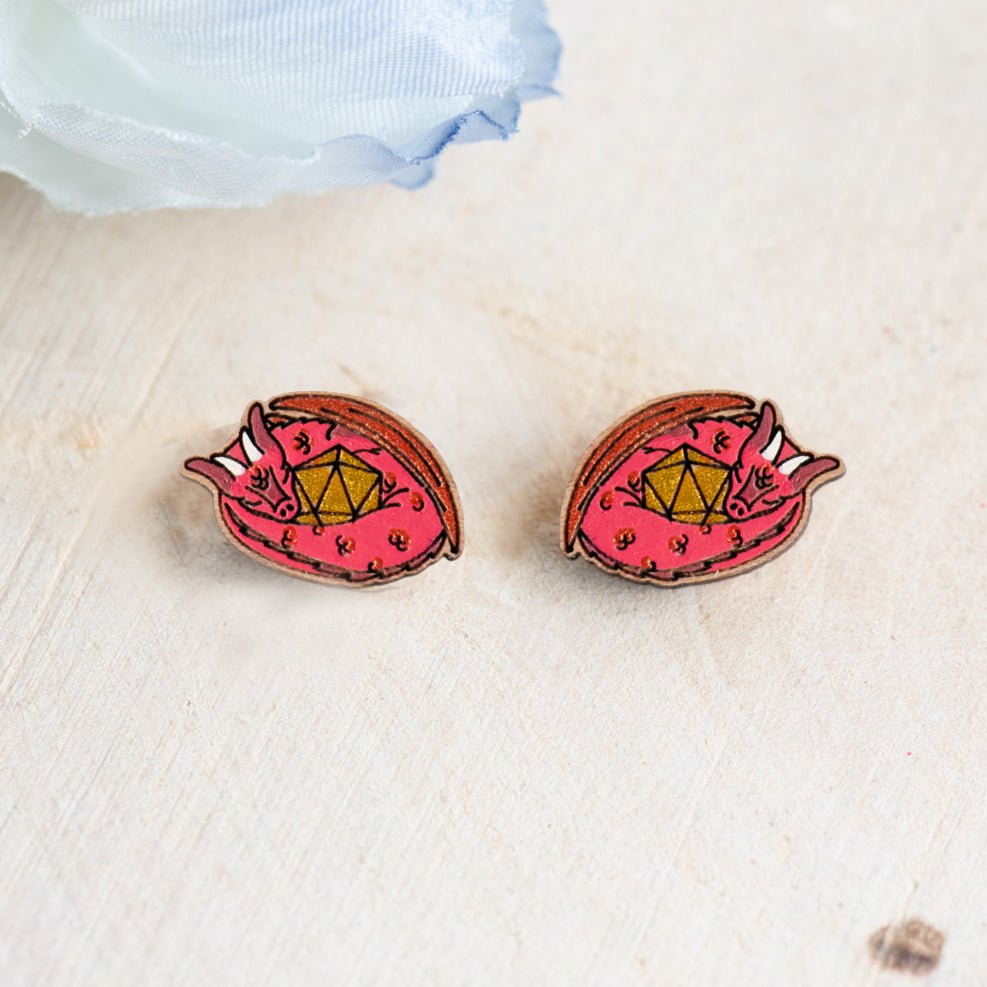 D20 Dragon Stud Earrings - Robin Valley Official Store