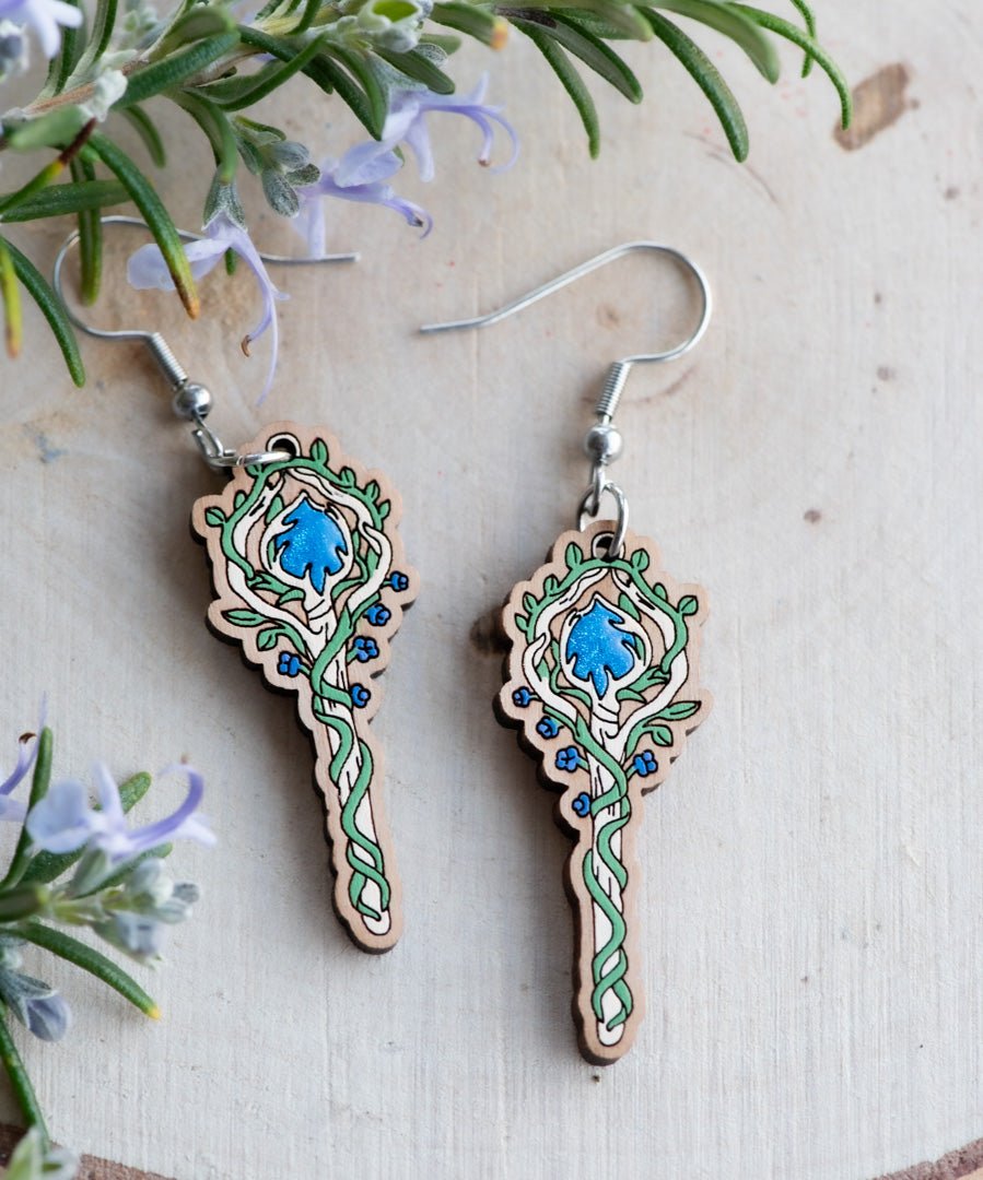 Enchanted Forest Magic Wand Hook Earrings - Robin Valley Official Store