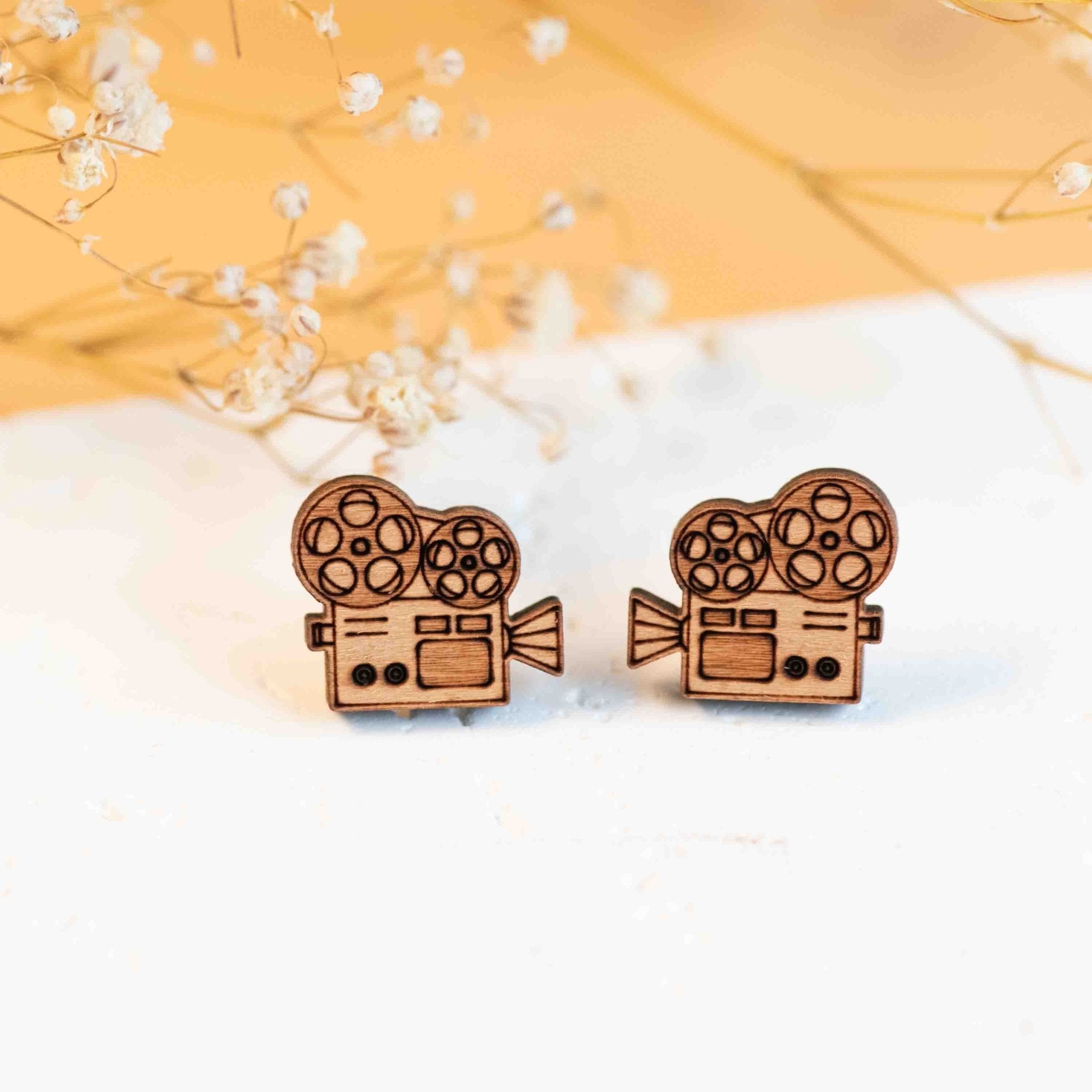 Film Projectors Wooden Earrings - ET15211 - Robin Valley Official Store