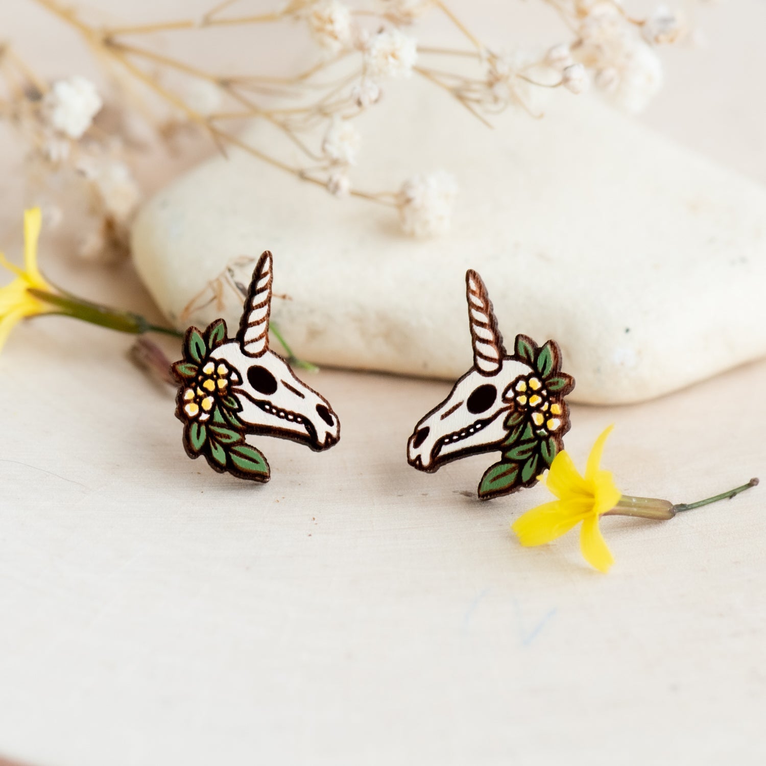 Flora Unicorn Skull Stud Earrings - Robin Valley Official Store