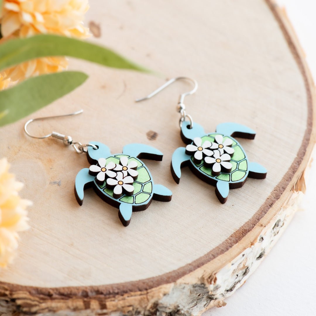 Flower Sea Turtle Hook Earrings - Robin Valley Official Store