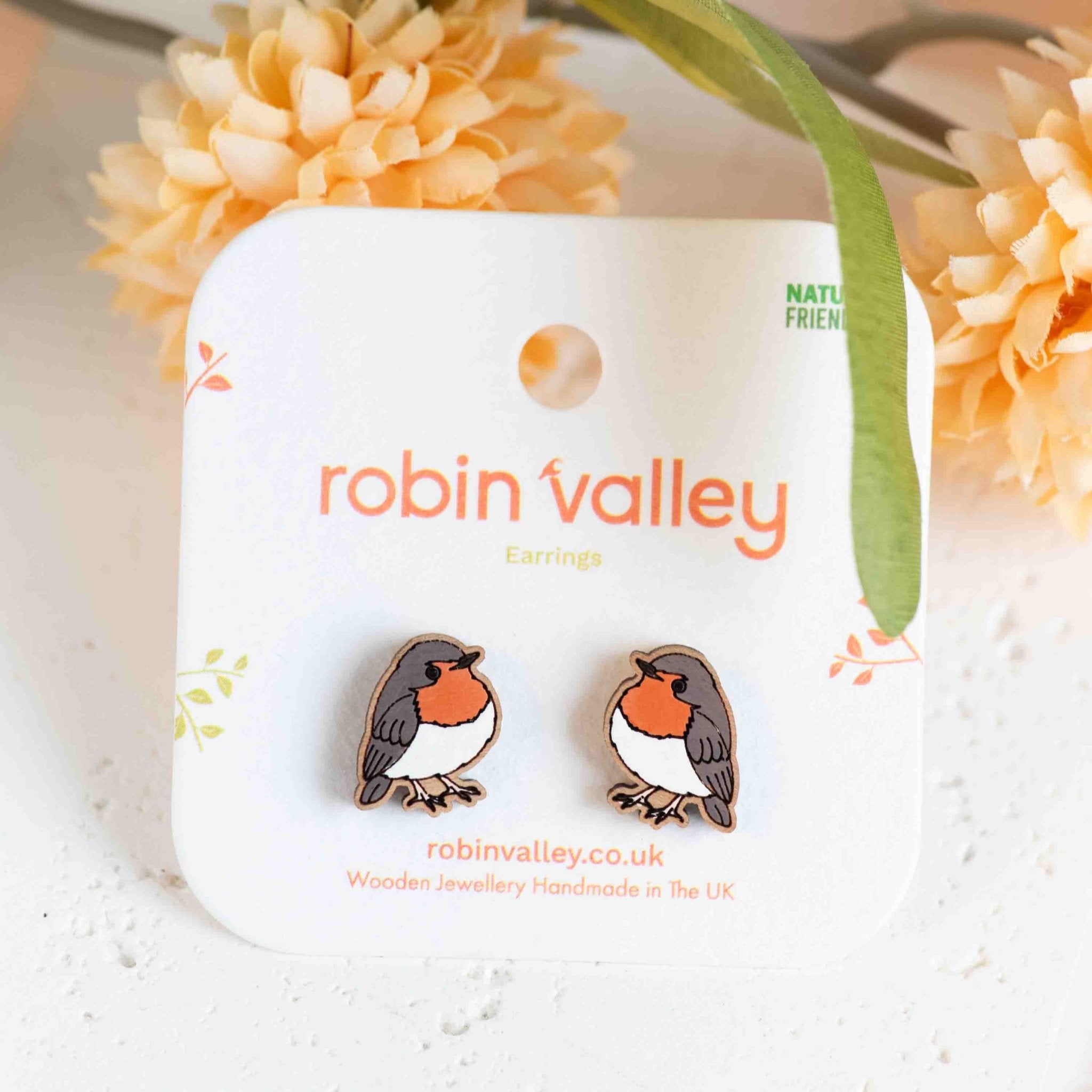 Fluffy Robin Bird Earrings - PEB12088 - Robin Valley Official Store