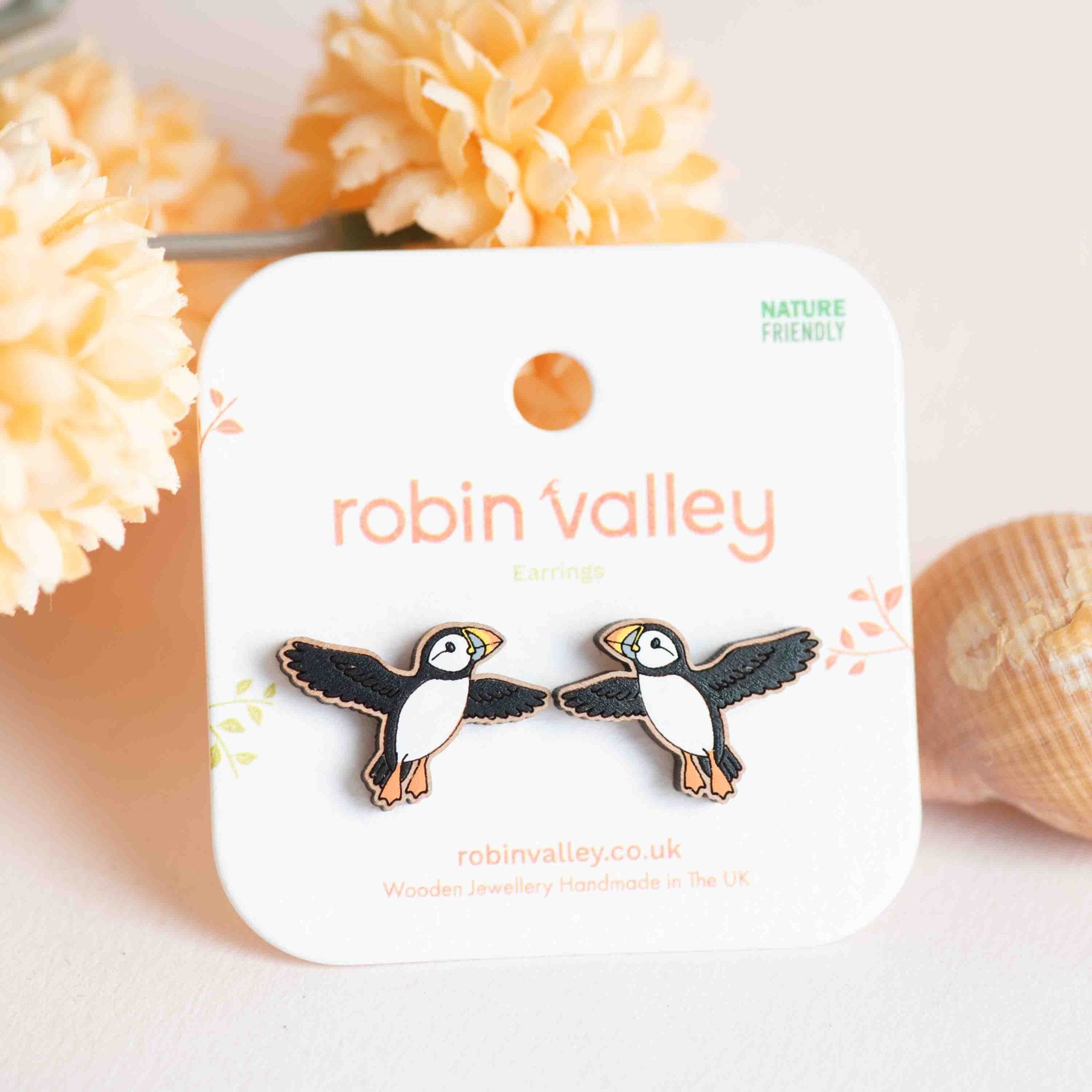 Flying Puffin Earrings - PEB12125 - Robin Valley Official Store