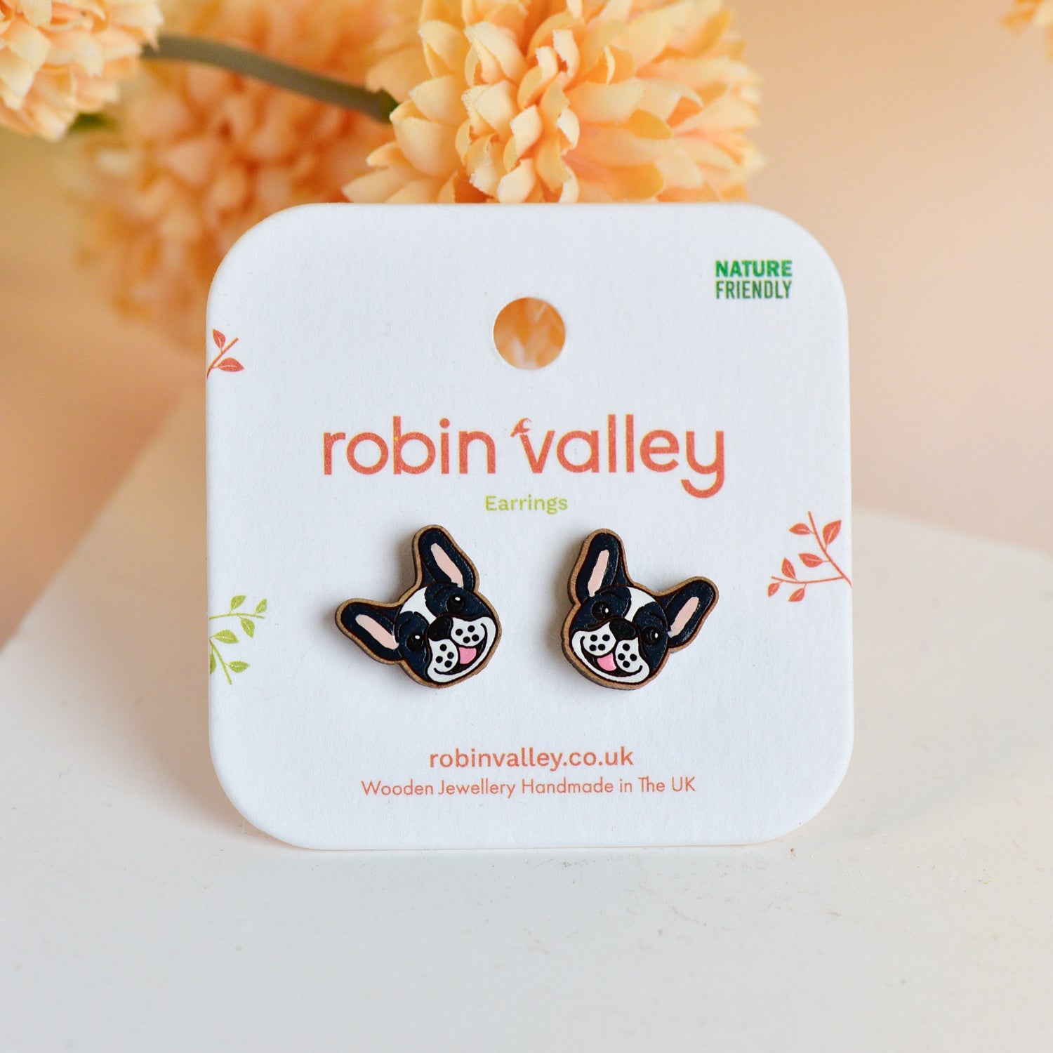 French Bulldog Wooden Earrings - PEL10512 - Robin Valley Official Store