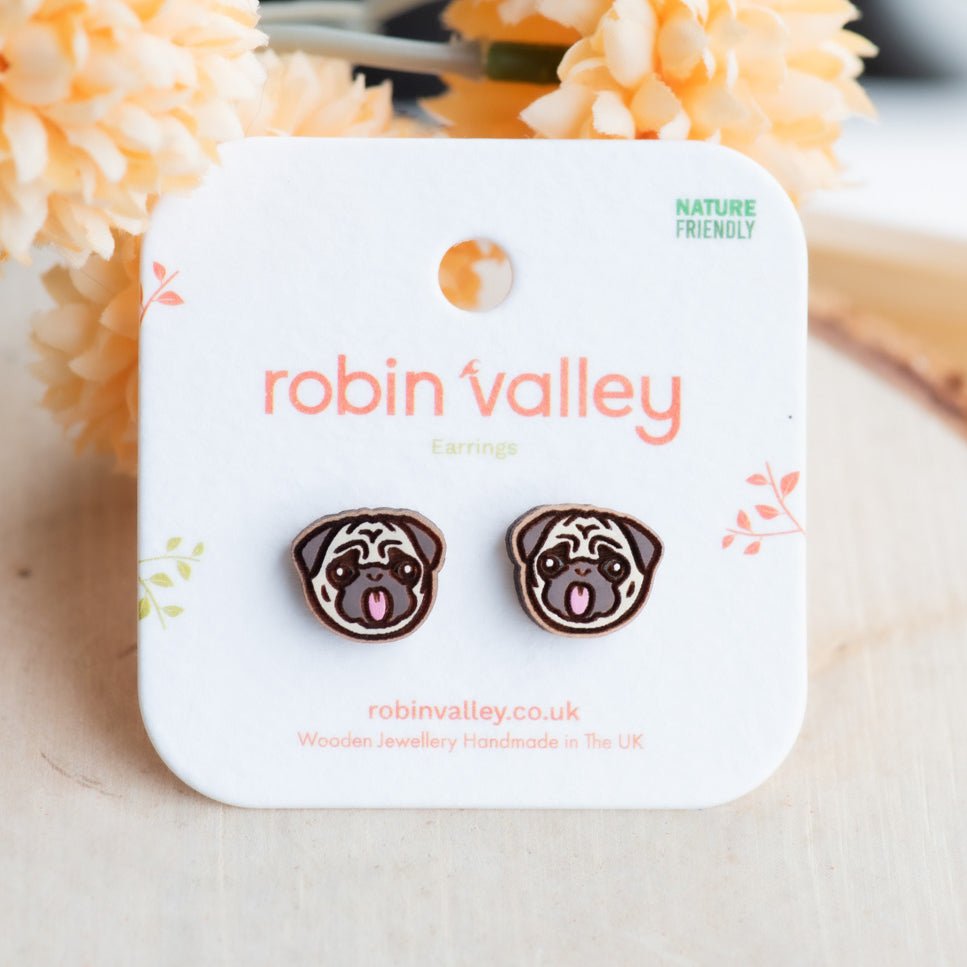 Funny Pug Head Stud Earrings - Robin Valley Official Store