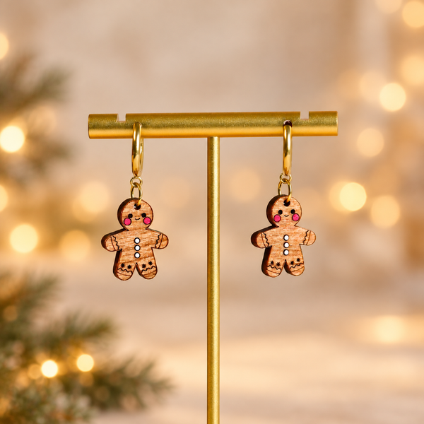 Gingerbread Man Hoop Earrings