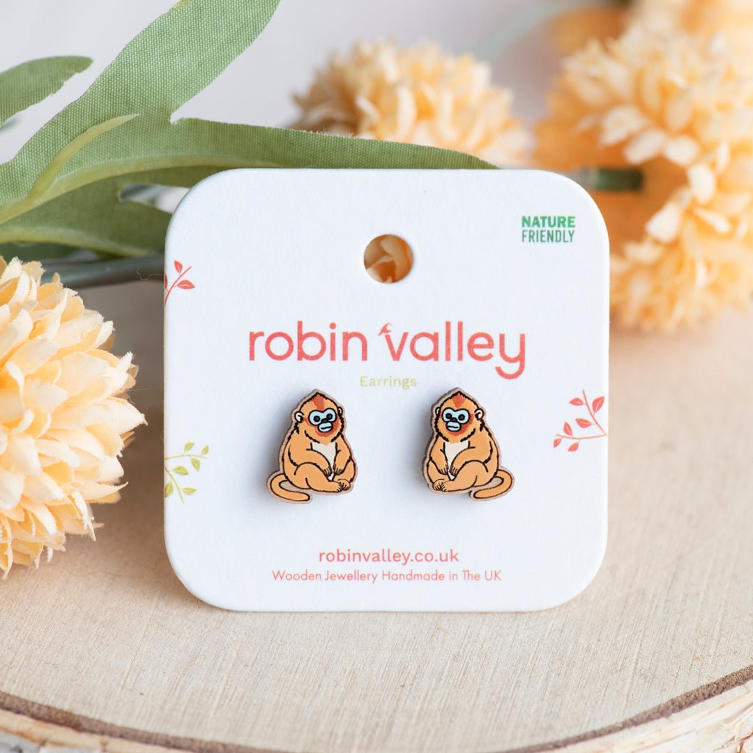 Golden Snub - nosed Monkey Stud Earrings - Robin Valley Official Store