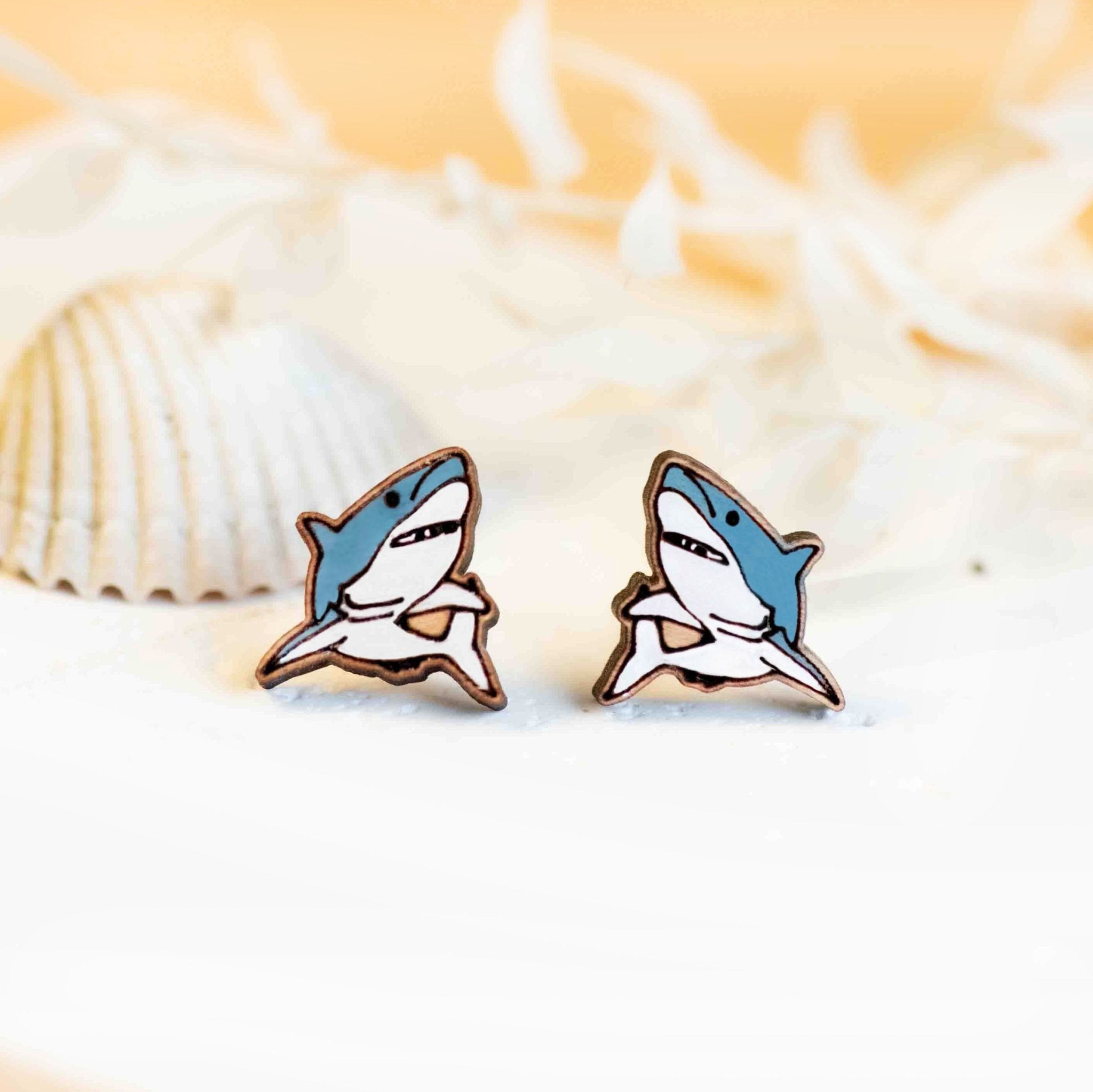 Great White Shark Stud Earrings - Robin Valley Official Store