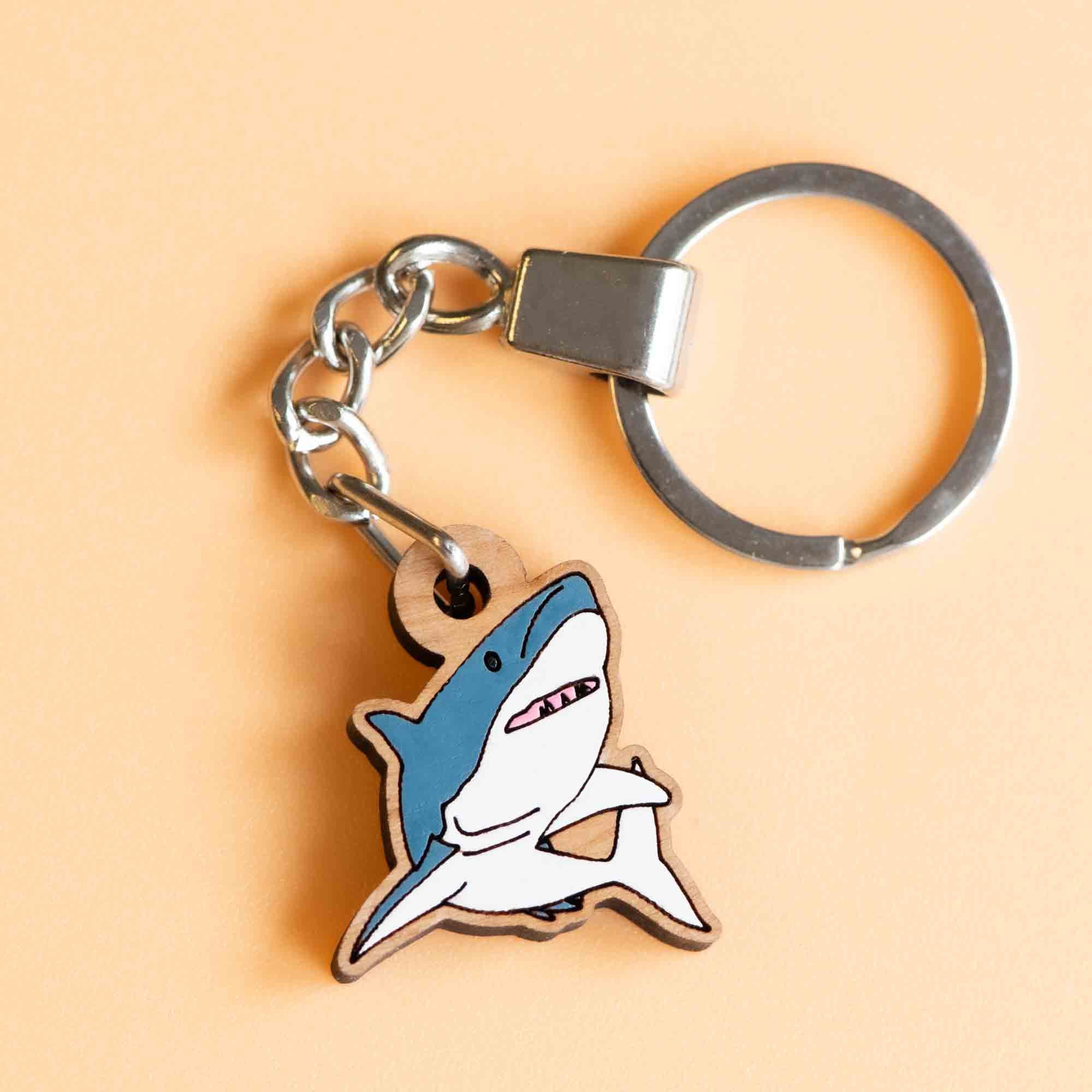 Greate White Shark Wooden Keyring - KS23060 - Robin Valley Official Store