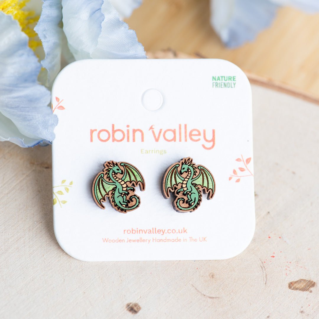Green Dragon Stud Earrings - Robin Valley Official Store