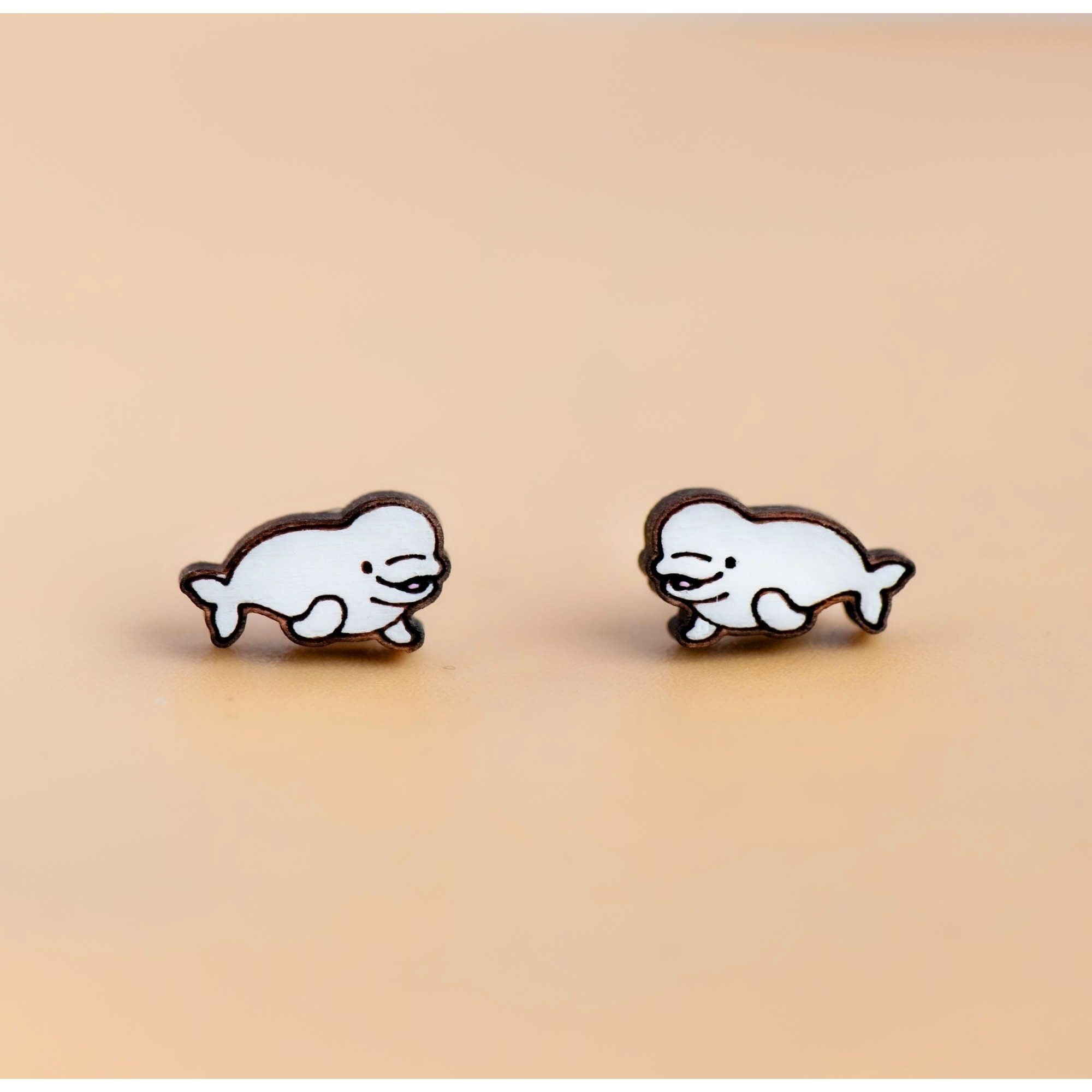 Hand - painted Beluga Earrings - PES13068 - Robin Valley Official Store